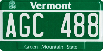 VT license plate AGC488