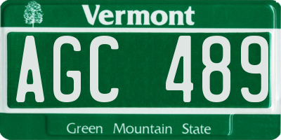 VT license plate AGC489