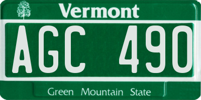 VT license plate AGC490