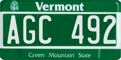 VT license plate AGC492