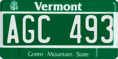 VT license plate AGC493