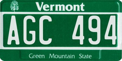 VT license plate AGC494
