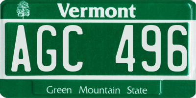 VT license plate AGC496