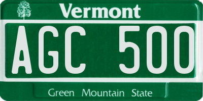 VT license plate AGC500