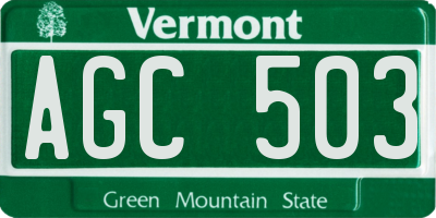 VT license plate AGC503