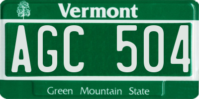 VT license plate AGC504