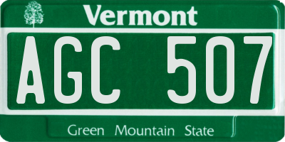 VT license plate AGC507