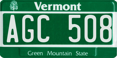 VT license plate AGC508