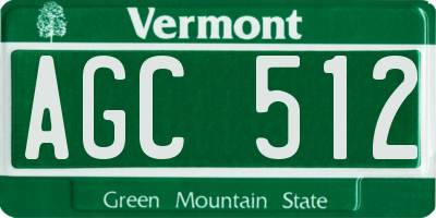 VT license plate AGC512