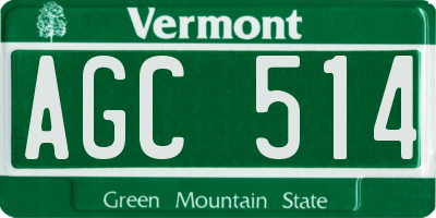 VT license plate AGC514