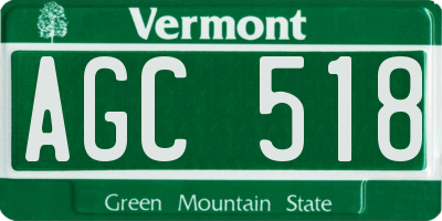 VT license plate AGC518