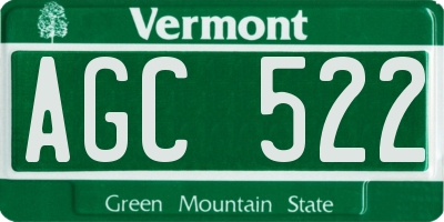 VT license plate AGC522