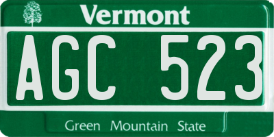 VT license plate AGC523