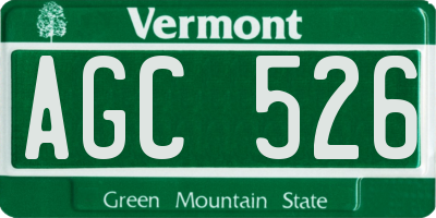 VT license plate AGC526