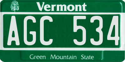 VT license plate AGC534