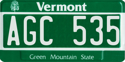 VT license plate AGC535