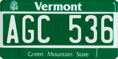 VT license plate AGC536
