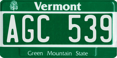 VT license plate AGC539