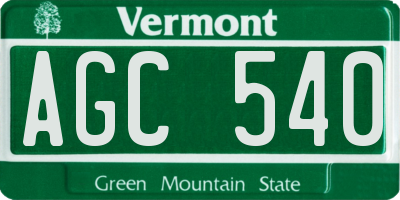 VT license plate AGC540
