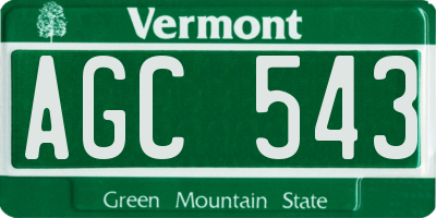 VT license plate AGC543