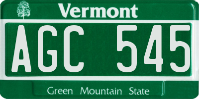 VT license plate AGC545