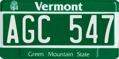 VT license plate AGC547
