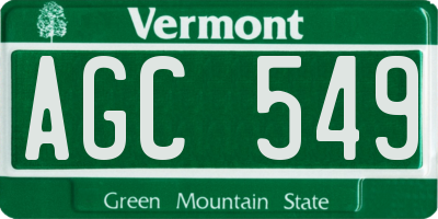 VT license plate AGC549