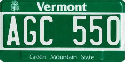 VT license plate AGC550