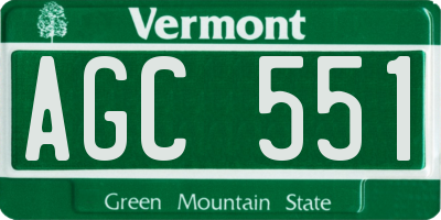 VT license plate AGC551
