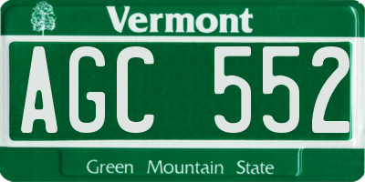 VT license plate AGC552