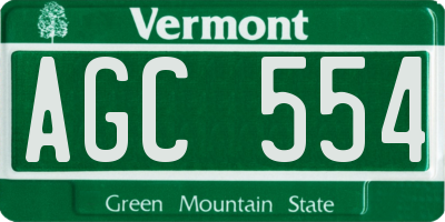 VT license plate AGC554