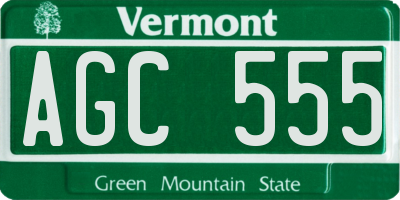 VT license plate AGC555