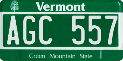 VT license plate AGC557