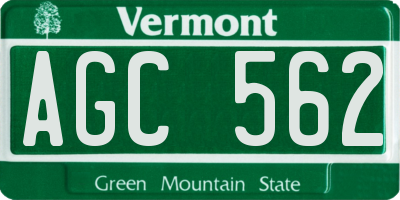 VT license plate AGC562