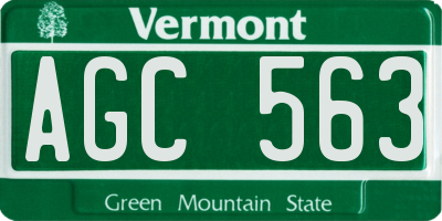 VT license plate AGC563