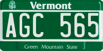 VT license plate AGC565