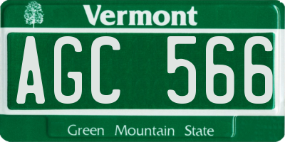 VT license plate AGC566