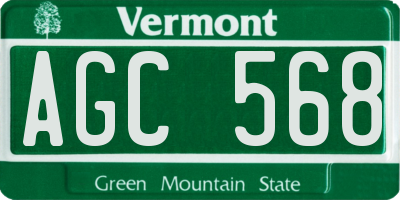 VT license plate AGC568