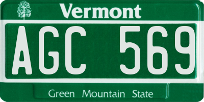 VT license plate AGC569