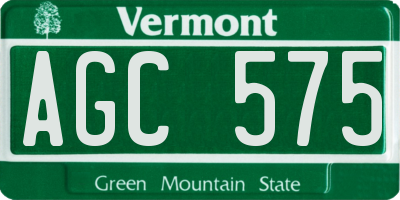 VT license plate AGC575