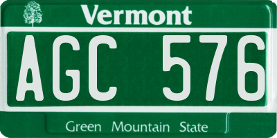 VT license plate AGC576