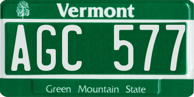 VT license plate AGC577