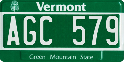 VT license plate AGC579
