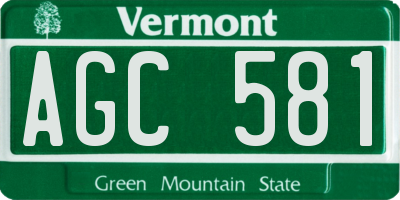 VT license plate AGC581