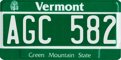 VT license plate AGC582