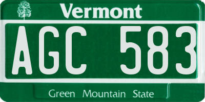 VT license plate AGC583