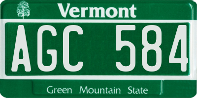 VT license plate AGC584