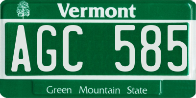 VT license plate AGC585