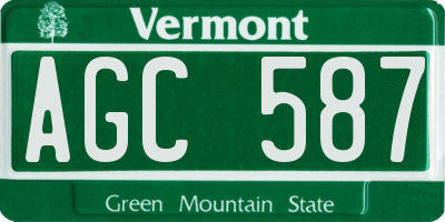 VT license plate AGC587