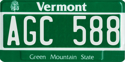 VT license plate AGC588